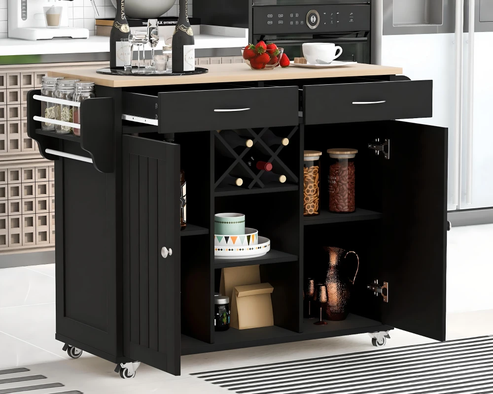 wooden kitchen island on wheels